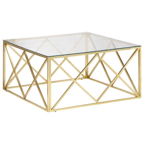 Couchtisch Golden Edelstahl und Hartglas