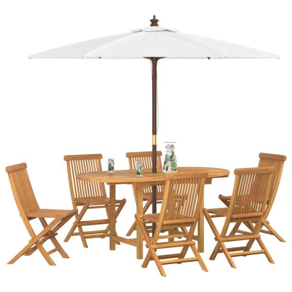 7-teiliges Garten Essset Massivholz Teak