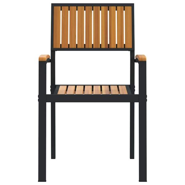 Stapelbare Gartenstühle 8 Stück Schwarz Stahl und Massivholz-Akazie