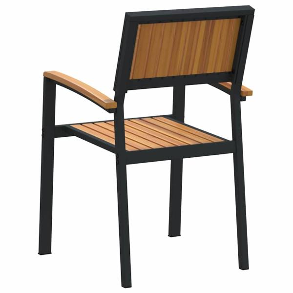 Stapelbare Gartenstühle 8 Stück Schwarz Stahl und Massivholz-Akazie