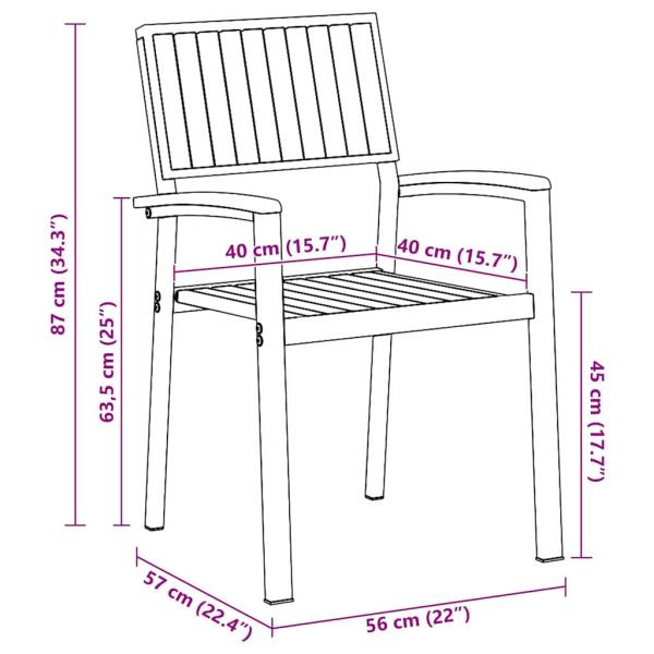 Stapelbare Gartenstühle 8 Stück Schwarz Stahl und Massivholz-Akazie
