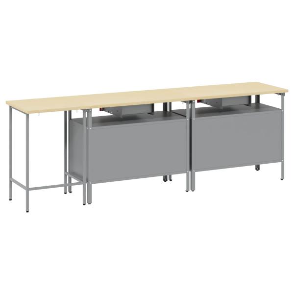Werkbank-Set 3 pcs Schwarz und Grau Pulverbeschichteter Stahl