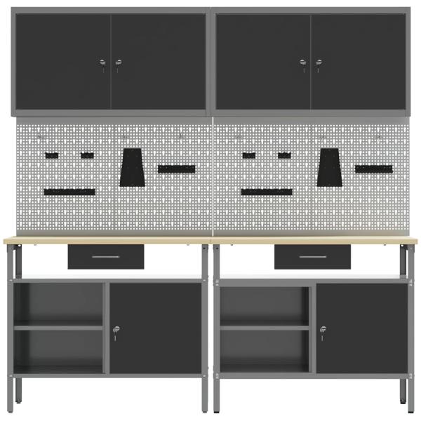 8-teiliges Werkbankset aus schwarzem Stahl