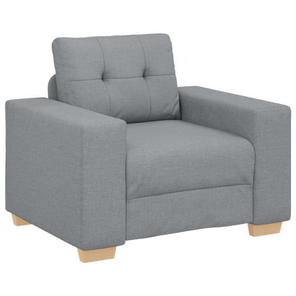 3-teiliges Sofa Set mit Kissen Hellgrau Stoff