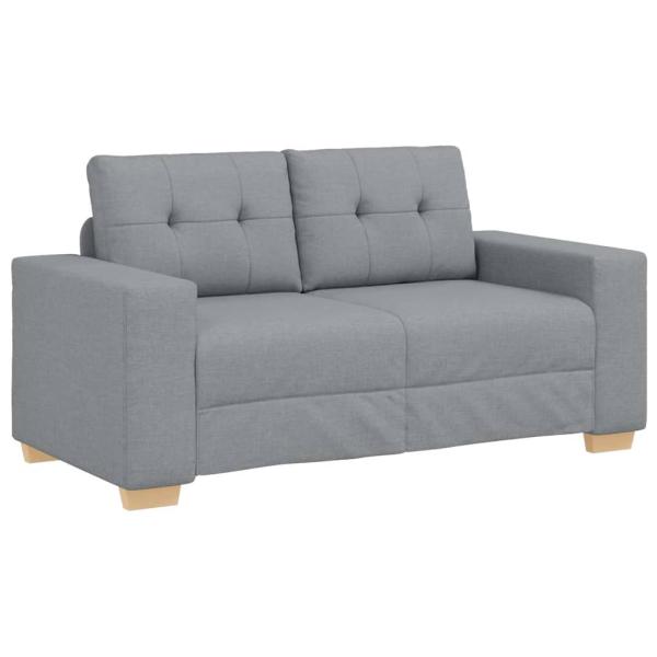 3-teiliges Sofa Set mit Kissen Hellgrau Stoff