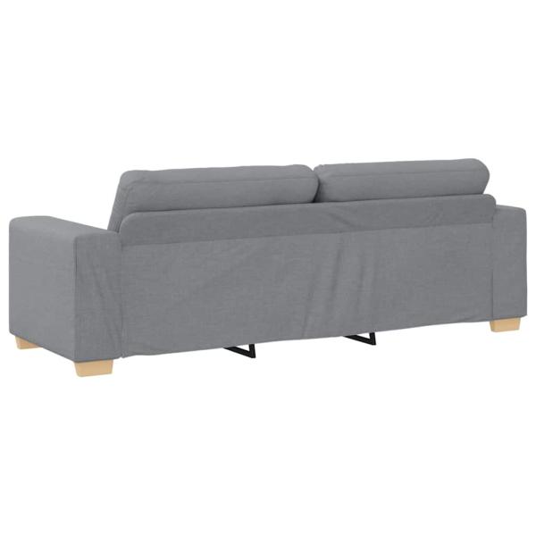 3-teiliges Sofa Set mit Kissen Hellgrau Stoff