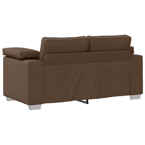 3-teiliges Sofa Set mit Kissen in braunem Stoff