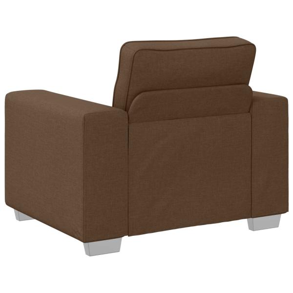 3-teiliges Sofa Set mit Kissen in braunem Stoff