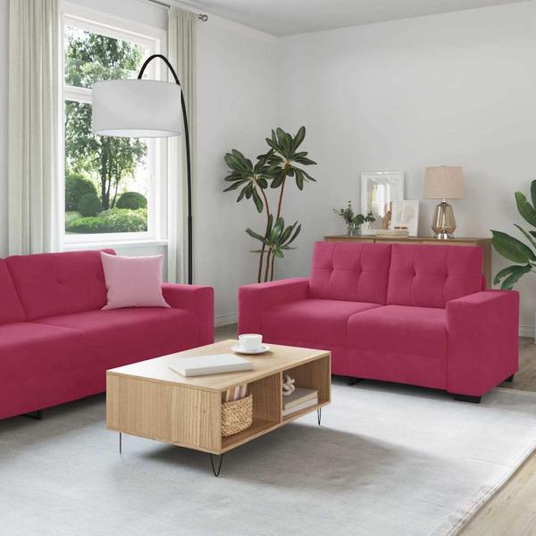 ARDEBO.de - 2-teiliges Sofa Set mit Kissen in Magenta