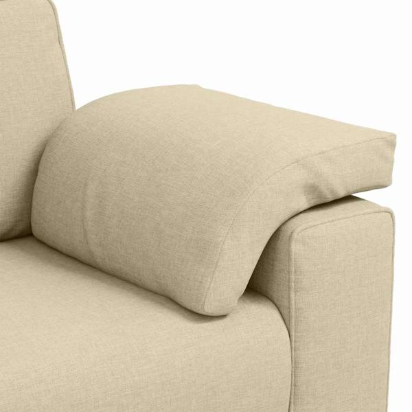2-teiliges Sofa Set mit Kissen in cremefarbener Stoff