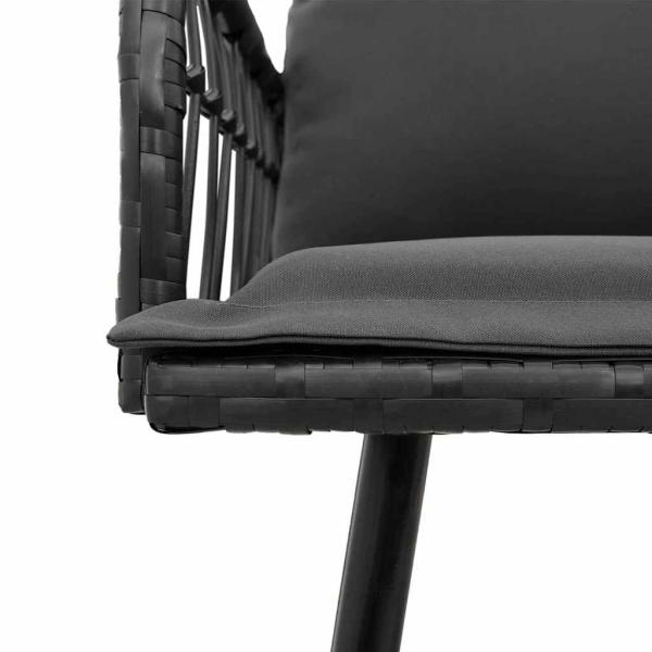 2-teiliges Garten Sofa Set mit Kissen Schwarz Poly Rattan