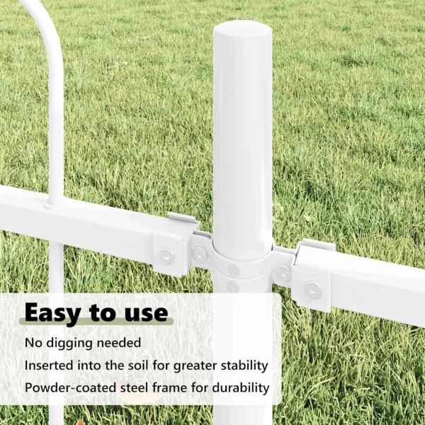 Weißer Gartenzaun mit Hoop-Top, 5.1x1 m, aus Stahl