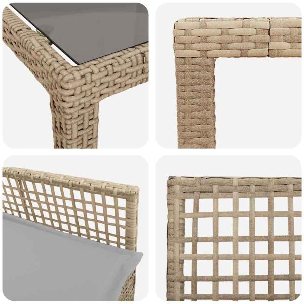 11-teiliges Garten Essset mit Kissen Beige Poly-Rattan