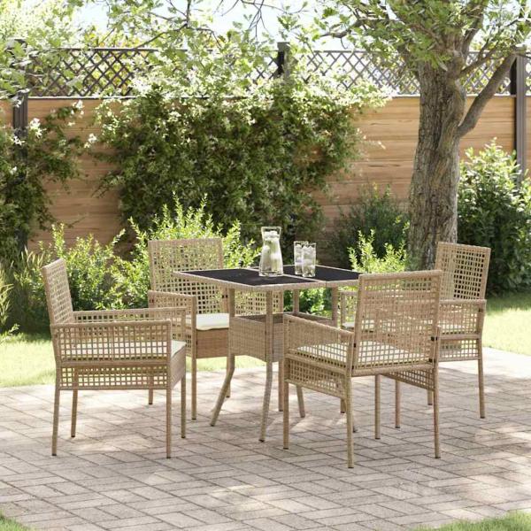 ARDEBO.de - 5-teiliges Garten Essset Beige Poly Rattan