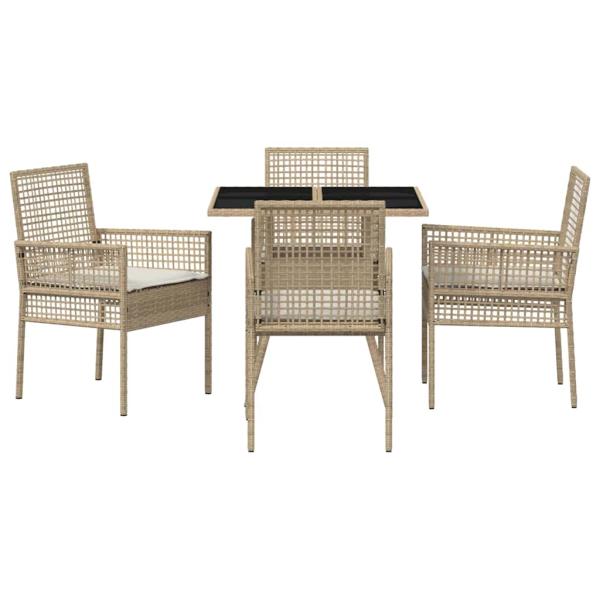 5-teiliges Garten Essset Beige Poly Rattan