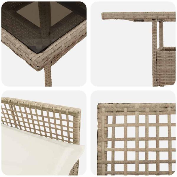 5-teiliges Garten Essset Beige Poly Rattan