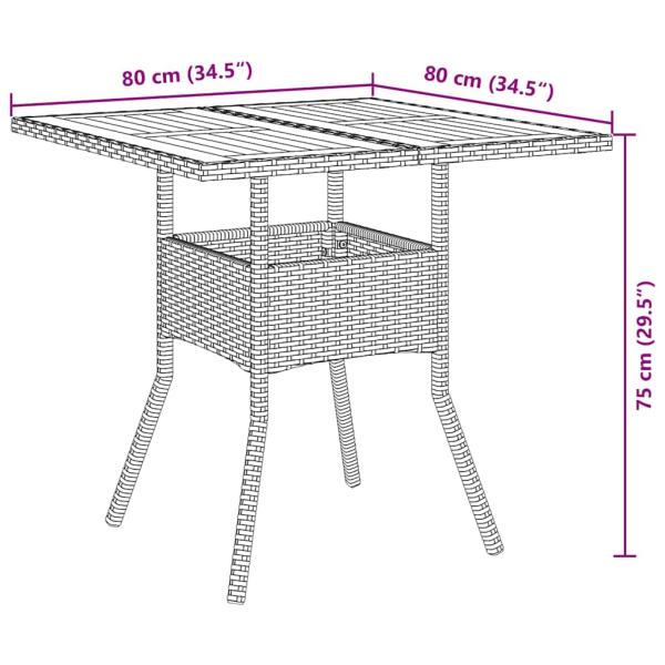 3-teiliges Garten-Essset mit Kissen Schwarz Poly Rattan