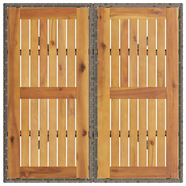 5-teiliges Garten-Essset mit Kissen Grau Poly Rattan