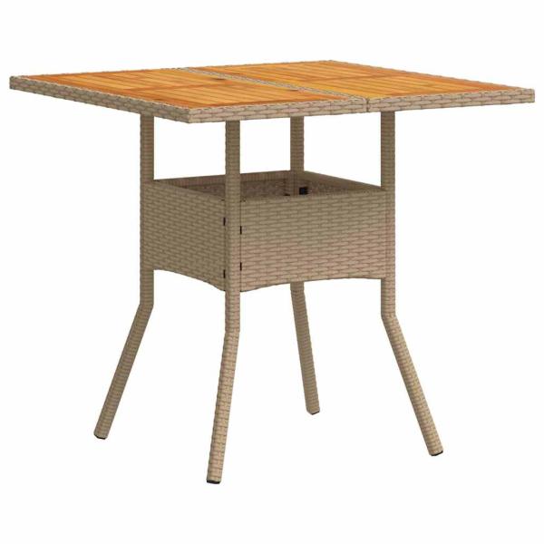 5-teiliges Garten-Essgruppen-Set mit Kissen Beige Poly-Rattan