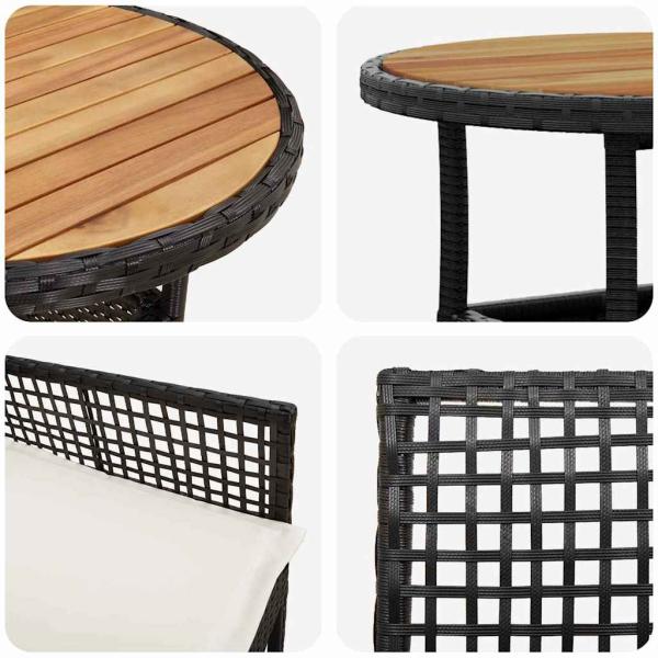 3-teiliges Gartentischset Schwarz Poly-Rattan