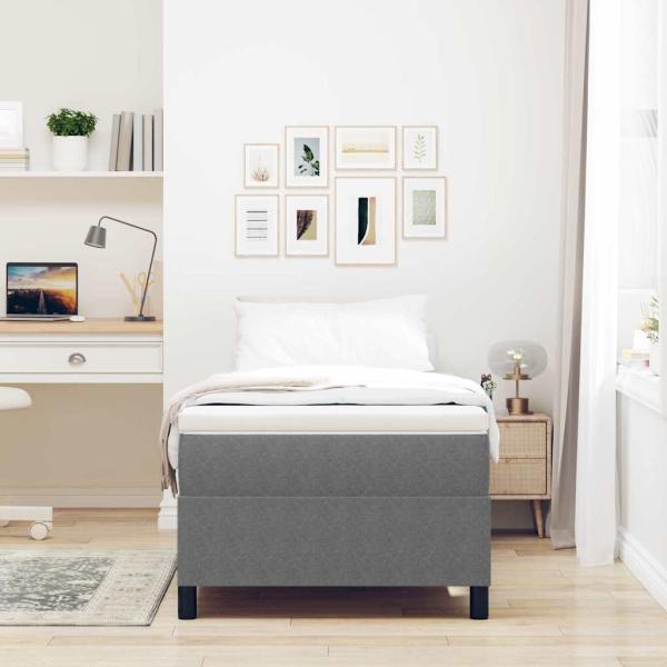 Boxspringbett mit Matratze Hellgrau 90x200 cm Cordstoff