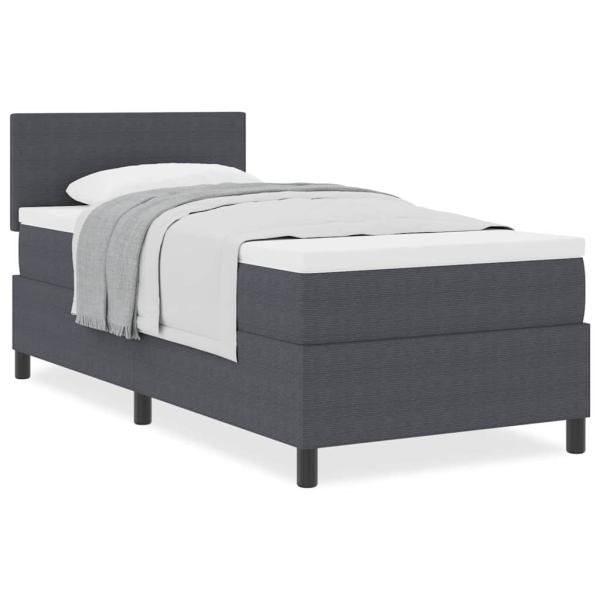Boxspringbett mit Matratze Dunkelgrau 100x200 cm Cordstoff