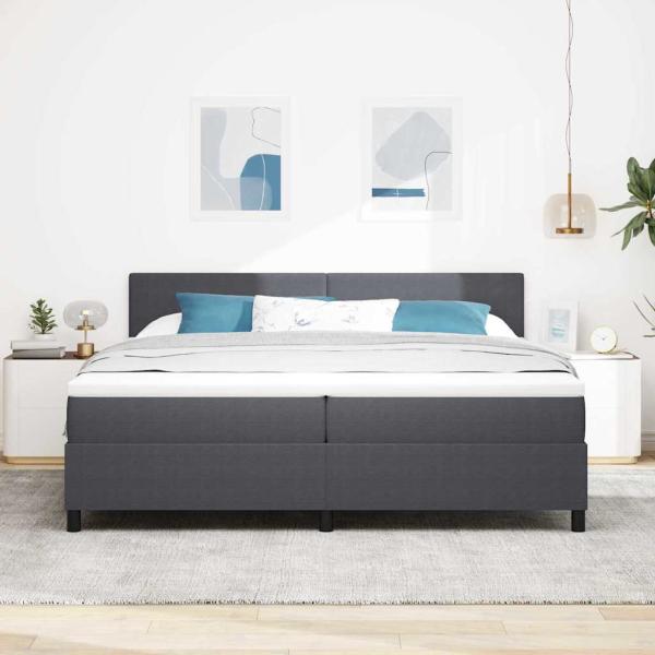 ARDEBO.de - Boxspringbett mit Matratze Dunkelgrau 200x200 cm Cordstoff