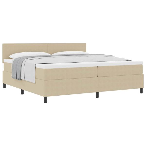 Boxspringbett mit Matratze Hellgrün Grau 200x200 cm Cord-Stoff