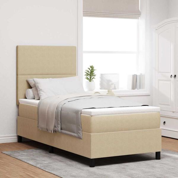 ARDEBO.de - Boxspringbett mit Matratze Hellgrün Grau 100x200 cm Cord-Material