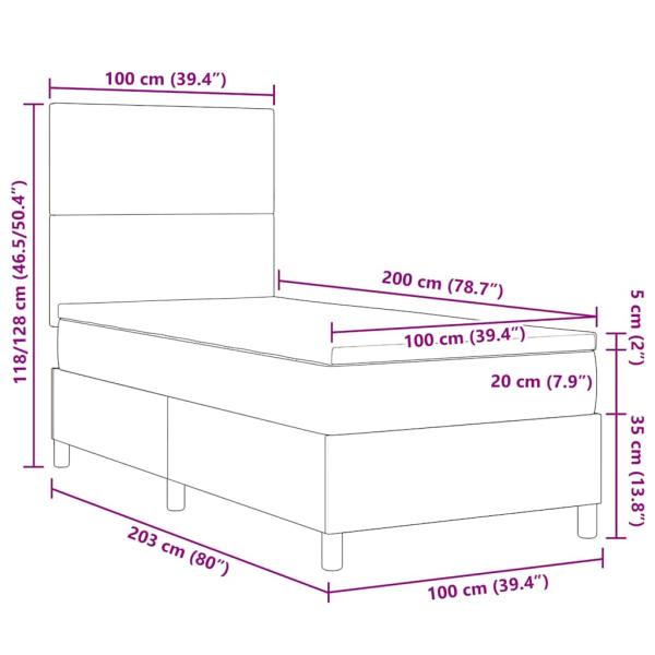 Boxspringbett mit Matratze Hellgrün Grau 100x200 cm Cord-Material