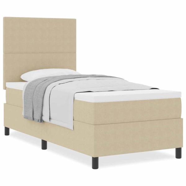 Boxspringbett mit Matratze Hellgrün Grau 100x200 cm Cord-Material