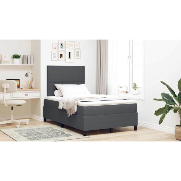 Boxspringbett mit Matratze Dunkelgrau 120x200 cm Cordstoff