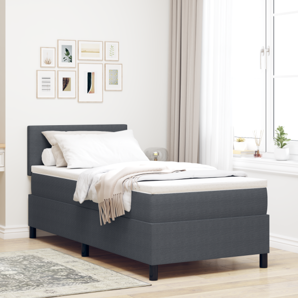 Boxspringbett mit Matratze & LED Dunkelgrau 90x200 cm Cordstoff