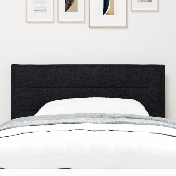 LED Kopfteil Linien Design Schwarz 80 cm Stoff