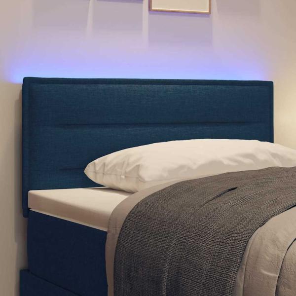 LED Kopfteil Linien Design Blau 100 cm Stoff