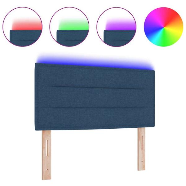 LED Kopfteil Linien Design Blau 100 cm Stoff