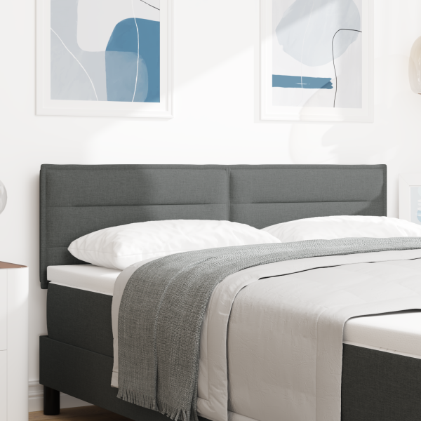 LED Kopfteil mit LED-Lichtleisten Dunkelgrau 160 cm Stoff