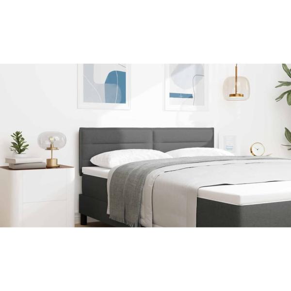 LED Kopfteil mit LED-Lichtleisten Dunkelgrau 160 cm Stoff