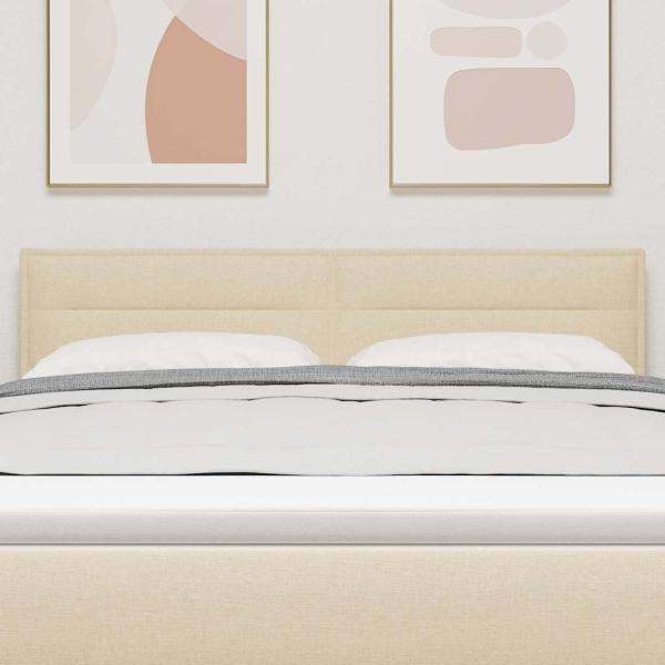 LED Kopfteil Linien Design Creme 80 cm Stoff