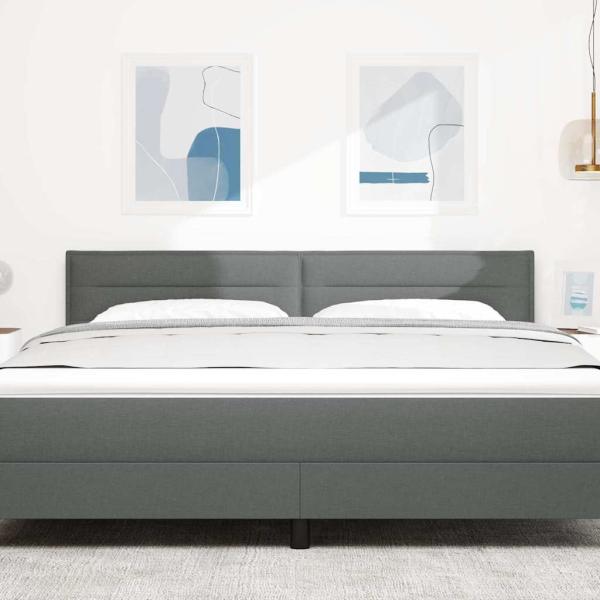 LED Kopfteil Linien Design Dunkelgrau 90 cm Stoff