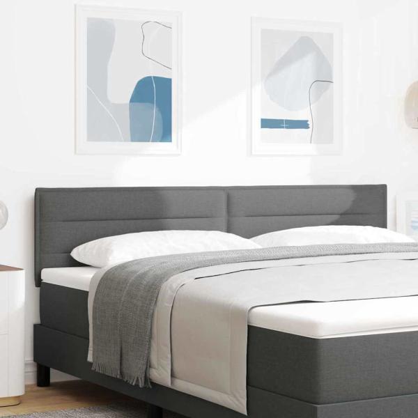 LED Kopfteil Linien Design Dunkelgrau 90 cm Stoff