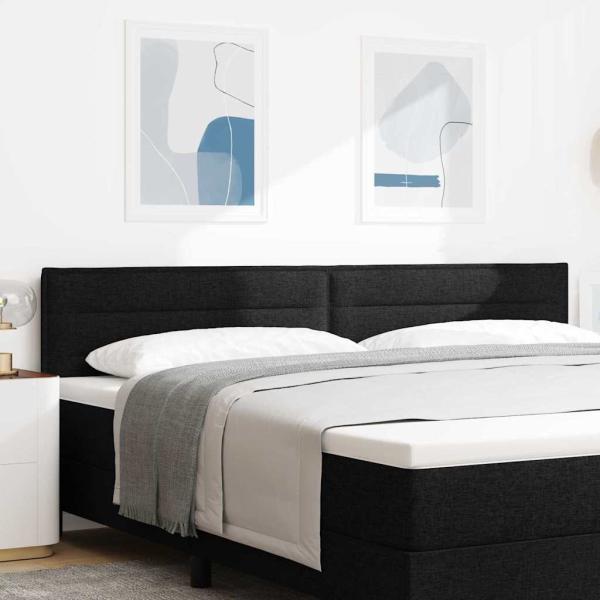 ARDEBO.de - LED Kopfteil Linien Design Schwarz 200 cm Stoff