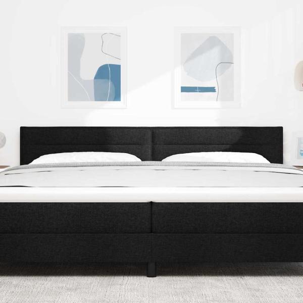 LED Kopfteil Linien Design Schwarz 200 cm Stoff