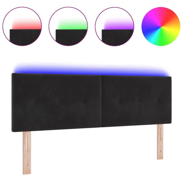LED Kopfteil Knopfgepolstert Schwarz 72 cm Samt