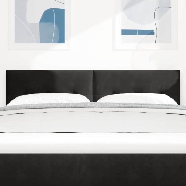 LED Kopfteil Knopfgepolstert Schwarz 72 cm Samt