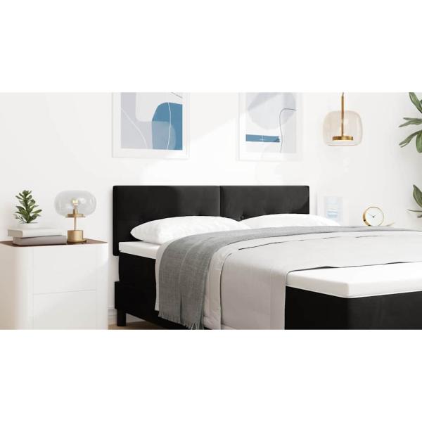 LED Kopfteil mit LED-Lichtleisten Schwarz 144 cm Samt