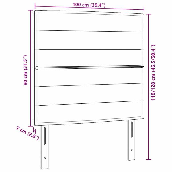 LED Kopfteil Linien Design Schwarz 100 cm Stoff