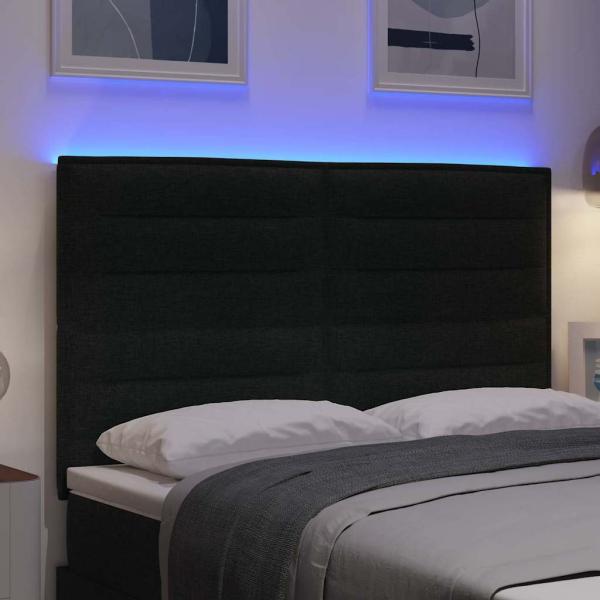 LED Kopfteil Linien Design Schwarz 80 cm Stoff