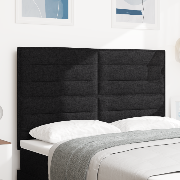 LED Kopfteil mit LED-Lichtleisten Schwarz 160 cm Stoff