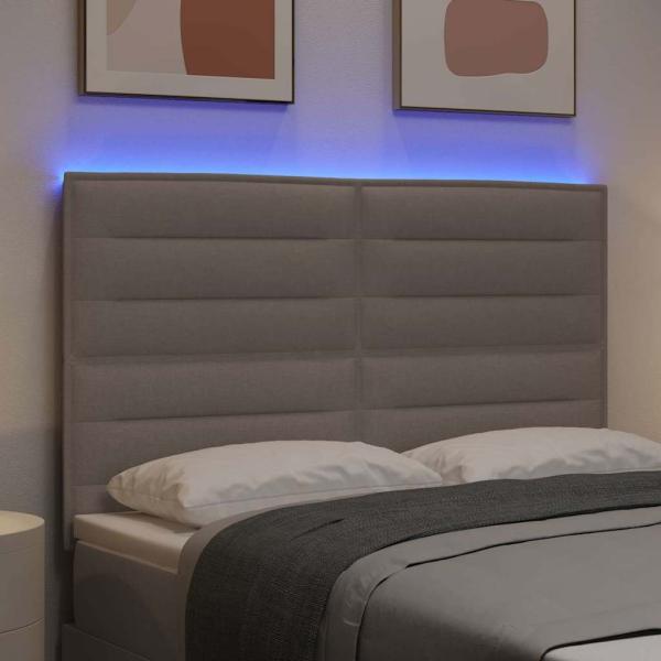LED Kopfkissen Linien Design Taupe 80 cm Stoff
